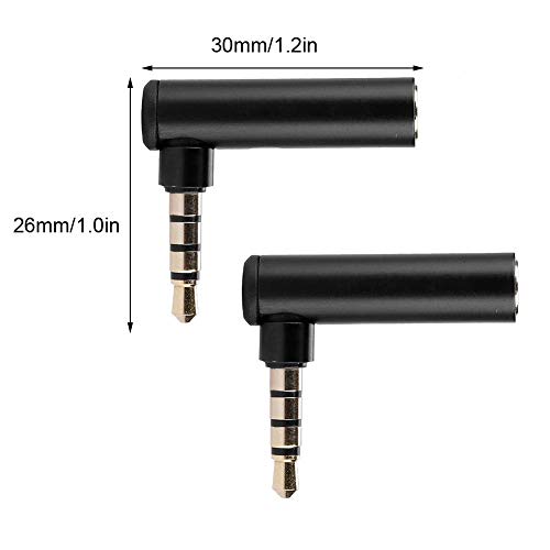 Adaptador de audio macho a hembra 3.5mm ángulo recto 2 piezas miniatura 7