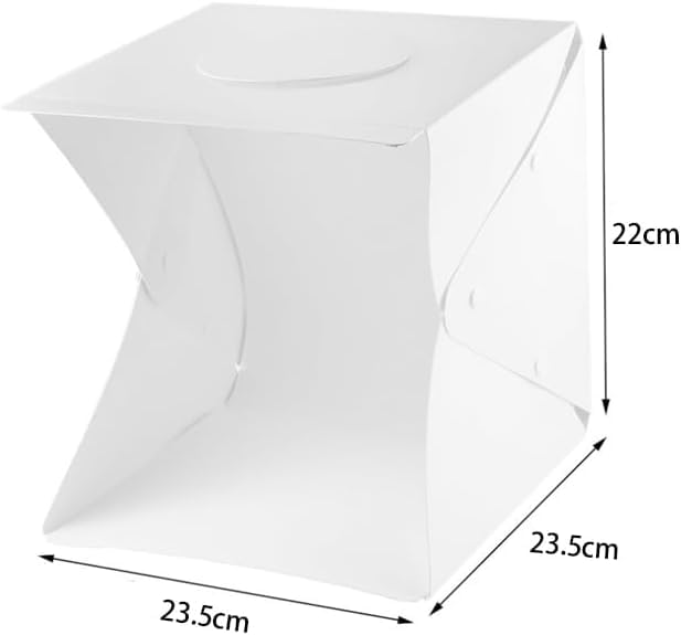 Scatola fotografica pieghevole 20 x 20 cm, 5500 K, set con 3 luci a colori regolabili con illuminazione a 144 LED e 6 sfondi fotografici del prodotto, per gioielli e fotografia di piccole parti