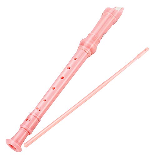 8Bees Descant Soprano Recorder 8 Hole with Cleaning Rod Basic Musical Instrument Flute for Kids School Student(Pink)