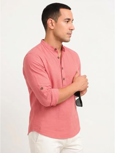 Image of DEELMO Combo of Men's Cotton Blend Solid Regular Fit Full Sleeve Short Kurta | Men's Trendy Short Kurta Pack of 2