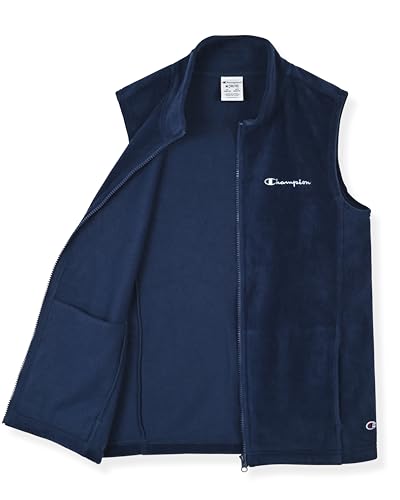 Image of Champion Boys Polar Fleece Vest Lightweight Sleeveless Zip Front Jacket with Pockets, Kids Outdoor Layering