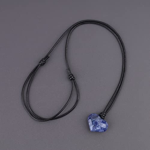 Coai Leather Cord Womens Love Heart Sodalite Stone Pendant Necklace #TOP4