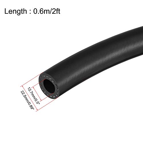 Uxcell 1/2 Inch Id Fuel Line Hose, 7/8 Inch Od 2Ft Black Oil Hose For Small Engines #TOP1