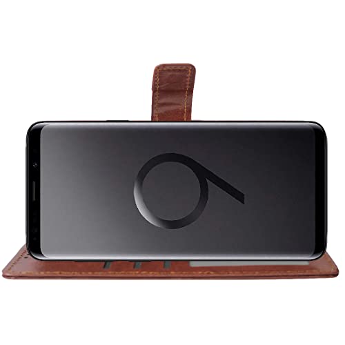 Image of Flip Cover Back Case for Samsung Galaxy S9 Plus | Premium Leather Finish | Inbuilt Pockets & Stand | Flip Cover Back Case for Samsung Galaxy S9 Plus (Brown)