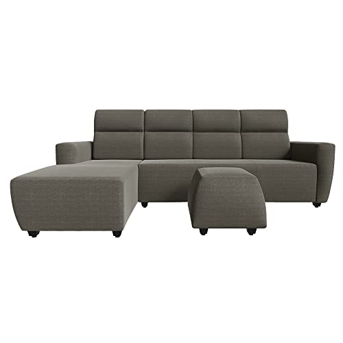 Image of Wakefit Sofa Set | 3 Year Warranty | Sofa 3 Seater, 3 Seater Sofa for Living Room, Wooden Sofa Set, 3 Seater + Left Aligned, Sofa for Living Room - Belize(Omega : Grey)