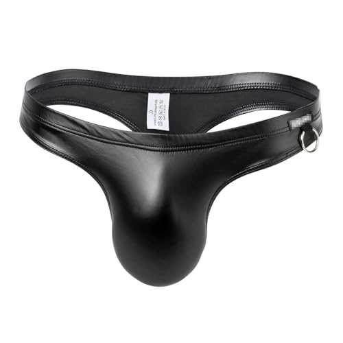 Men's Sexy G String Thong Bikini Underwear Faux Leather T-Back Underpants Briefs Gay U Pouch Panties3
