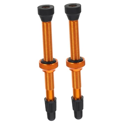 1 Par Tapa de Válvula Ciclismo Francés Aluminio Naranja miniatura 1