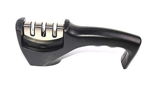 CFIKTE ナイフ研ぎ器 (ブラック) - 3段階のタングステンダイヤモンドキッチンナイフ - 最高の研ぎ器 - 細く粗い セラミック研ぎスロット シェフナイフ フィレナイフ 他の刃用