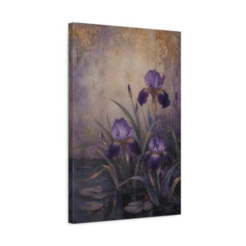 Toile iris violet et or haut de gamme avec châssis épais de 3 cm