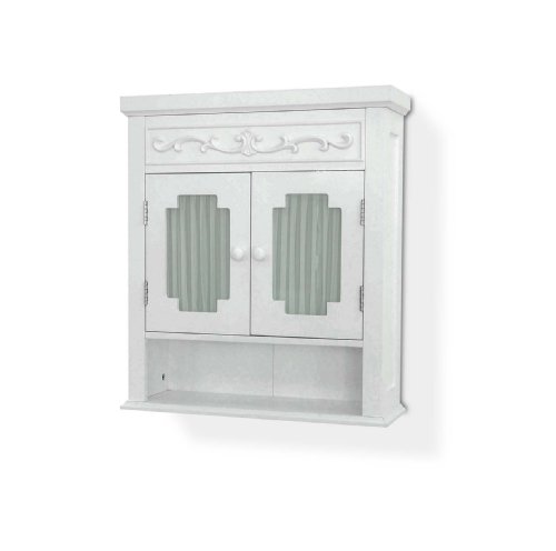 Elegant Home Fashions Lisbon Removable Wooden Wall Cabinet With Drapery-Lined Doors, White #TOP16