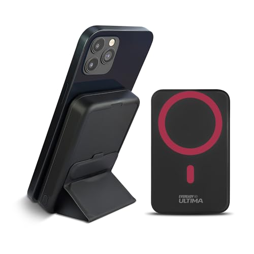 Eveready Ultima MagSafe Compatible Power Bank- PB31, 10,000mAh, 22.5W Wired & 15W Magnetic Wireless Fast Charging Stand for iPhone 12 & Above, Android & Qi Devices (Ensure Device & Case Compatibility)