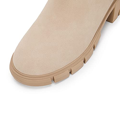 Image of Ruanyu Womens Platform Ankle Boots Elastic Chunky Block Heel Chelsea Booties Lug Sole Non-Slip Combat Shoes
