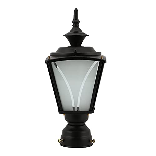 Image of SINOMAN Black Outdoor Exterier Lantern Gate Light Waterproof Lighting Fixture Lamp Perfect for Entrance, Patio Columns and Modern Design for Home Decor (Pack of 1) (Without Bulb)