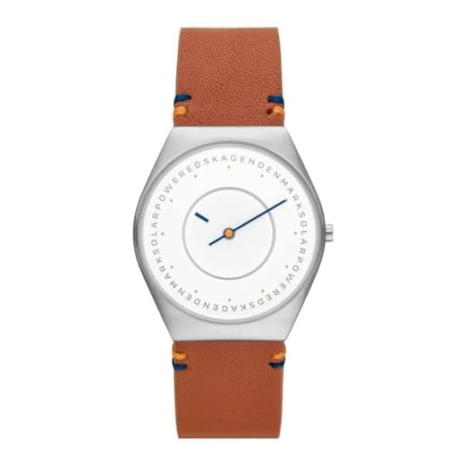 Skagen Reloj hombre Grenen Solar Halo, disco energía solar, reserva marcha: 6 meses energía batería del movimiento carga completa, 37MM plata caja acero inoxidable con correa cuero, SKW6872