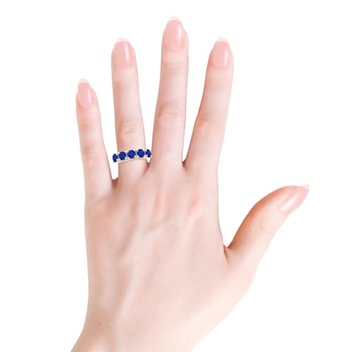 Angara Lab Grown Blue Sapphire Wedding Band for Women | Lab Half Eternity Five Stone Blue Sapphire Wedding Band in 14K Solid Gold/Silver/Platinum | September Birthday, Gemstone Jewellery Gift4