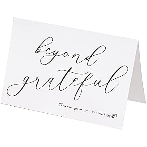 Crisky 50 Pcs Beyond Grateful Thank You Cards With 50 Envelopes & 50 Stickers Simple, Chic, Elegant Greeting Cards Perfect for: Wedding/Business/Birthday/Graduation etc. 4 x 6 inches 50 Pack Cover