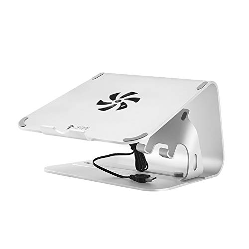 Laptop Stand WVV SOPI ZJ-001 Aluminum Cooling Stand with Phone Holder & Cool Fan for Laptop, Suitable for Mac Air, Mac Pro, iPad, and Other Laptops(Silver) new (Color : Silver)