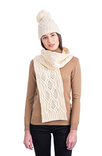 SAOL 100% Merino Wool Irish Knit Scarf for Women - One Size3