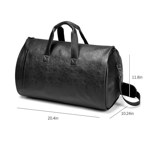 Fanceasily C079 Garment Duffle Bags For Travel,Convertible Carry On Garment Bag With Shoe Compartment,2 In 1 Faux Leather Waterproof Travel Suit Bag thumb #1