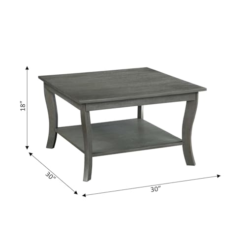 Convenience Concepts American Heritage Square Coffee Table, Wirebrush Dark Gray - Image 3