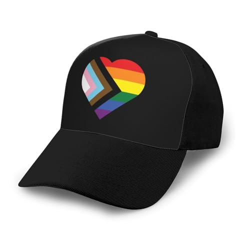 LGBT Rainbow and Transgender Pride Flag Heart Unisex Classic Adjustable Curved Brim Baseball Cap, Trucker Hat