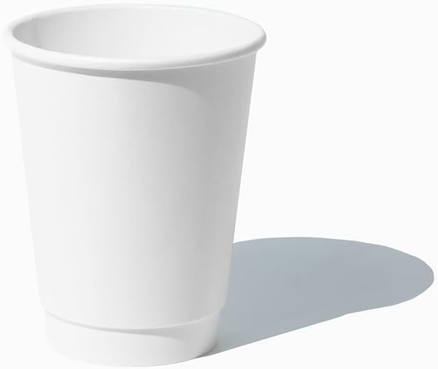 UNIQ 500-Count 12 oz Double Wall White Paper Coffee Cups | Durable Hot Drink Cups for Coffee, Tea, Hot Chocolate & More