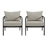 Christopher Knight Home Jansen Set of 2 Outdoor Patio Aluminum Club Chair with Water Resistant Cushions Beige and Black