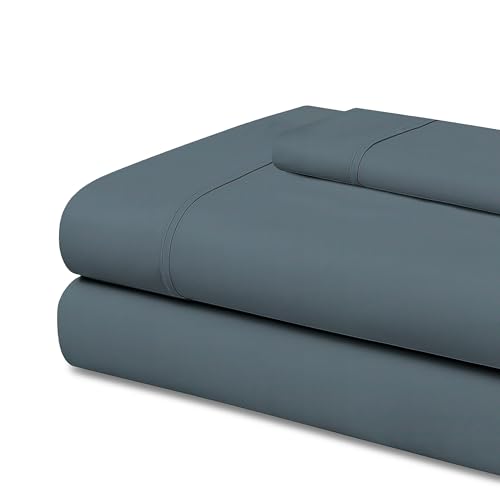 Easycosy   Juego de Sábana 3 Piezas Bies   Cama 105 (105x200cm)   Sábana Encimera, Bajera Ajustable y 1 Funda de Almohada de 50x75 cm. Azul Grisaceo (Microfibra Cepillada)