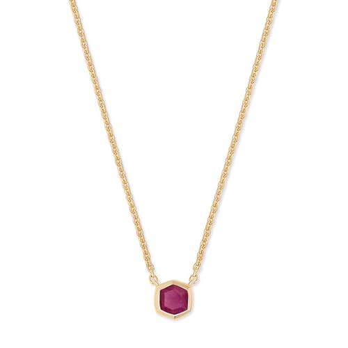 Kendra Scott Davie Pendant Necklace in 18K Gold Vermeil Demi-Fine Jewelry for Women Pink Ruby