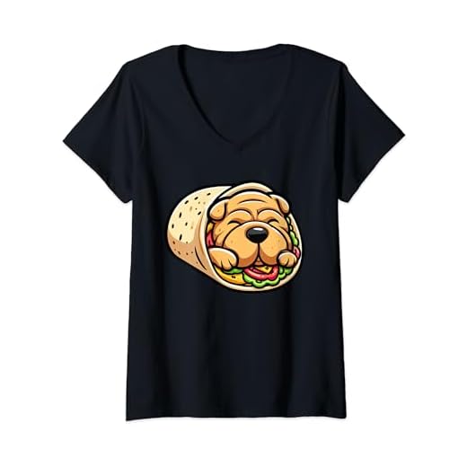 Shar Pei Burrito Funny Dog Mexican Food V-Neck T-Shirt