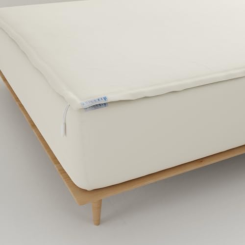 Image of QuickZip Fitted Plus Spare Bundle: 1 Fitted Sheet (Base + Zip Sheet) & 1 Zip Sheet - Easy to Change, Won't Pop Off - Soft Percale 400 TC 100% Cotton - 15 inch Deep Pockets RV King Size Sheets - Ivory