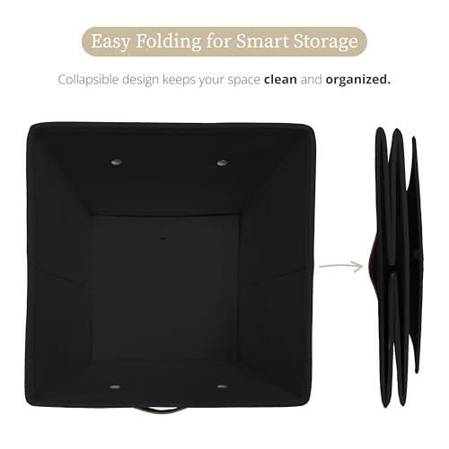 Image of DECOMOMO Storage Bins | Cube Storage Bin with Label Holders, Fabric Storage Cubes for Organizing Shelves Closet Toy Clothes (11 inch / 6pcs, Black)