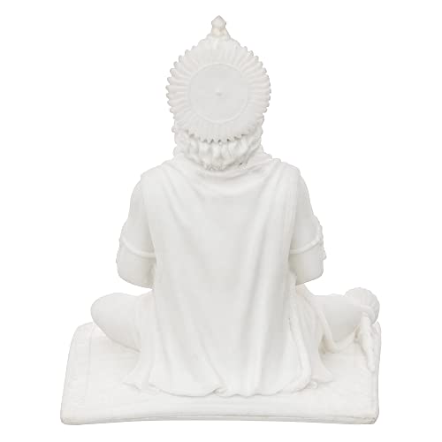 Image of eCraftIndia White Resin Hanuman Ji Murti for Home Temple Pooja Mandir Meditating Lord Hanuman Idol for Car Dashboard Home Office Hanuman Statue Hanuman Murti Gift for Diwali Hanuman Jayanti Ram Navami