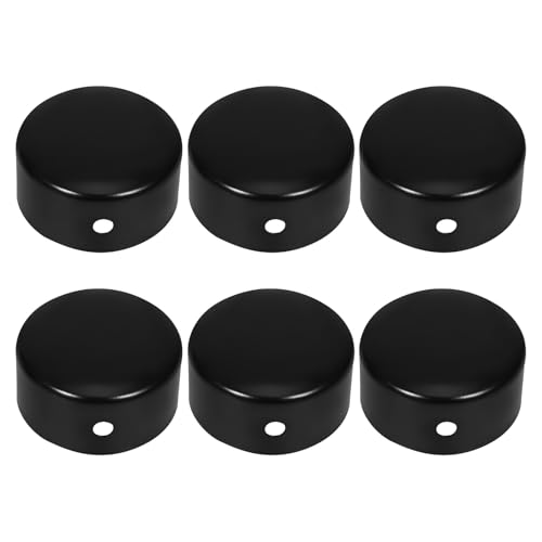 MAGICLULU Tapas de Extremo Redondas para Barandillas de Escalera, 6 Unidades Negras de Acero Inoxidable, Diámetro Interior 45 MM, Accesorios para Pasamanos Interiores
