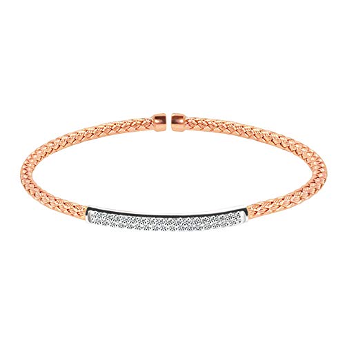 D'mira 14K White Gold Bangle With 1/2 Cttw Of Natural Round Cut Diamonds (Rose-And-White-Gold) #TOP2