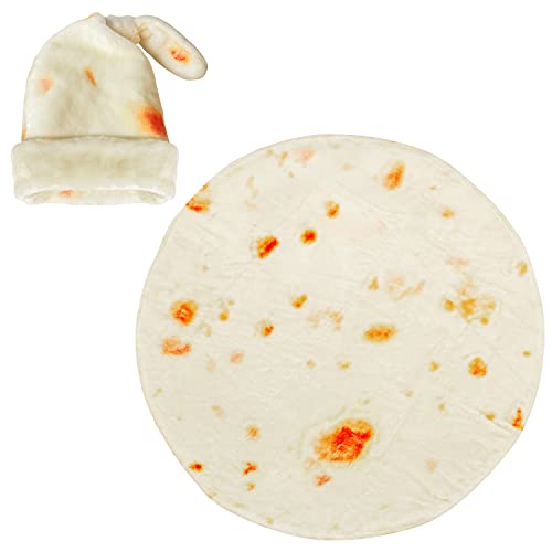 Image of DDWT Baby Swaddle Blanket 34 Inch - Soft Flannel Newborn Burrito Wrap with Hat, Cute Tortilla Design, Safe & Comfortable (Light Yellow)