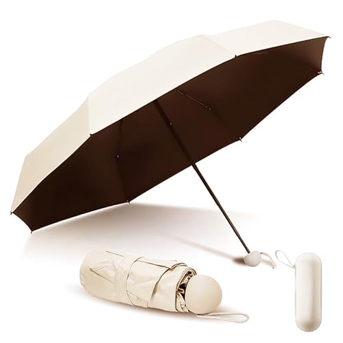 DDUP Folding Travel Umbrella,6 Ribs Mini Umbrella Small UV Umbrella Anti-UV Compact Umbrella Windproof Sun Rain Portable Pocket Lightweight Umbrella with Capsule Case for Kids Girls Women Purse-Bei DDUP Folding Travel Umbrella,6 Ribs Mini Umbrella Small UV Umbrella Anti-UV Compact Umbrella Windproof Sun Rain Portable Pocket Lightweight Umbrella with Capsule Case for Kids Girls Women Purse-Bei