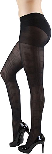 Image of ToBeInStyle Women's Argyle Checkered Diamond Rhombus Net Opaque Sheer Tights Pantyhose
