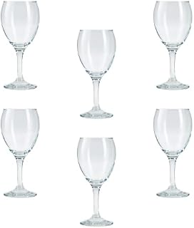 Classic Wine Glasses Set. Clear Wine Goblet. Stemmed Red Wine Glasses. (Pack of 6) (340 cc)