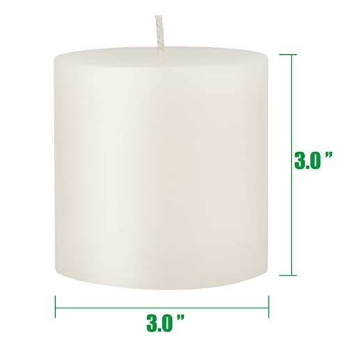 Image of Stonebriar Tall 3 x 3 Inch 40 Hour Long Burning Unscented Wax Flat Top Pillar Candles, White, 6 Pack