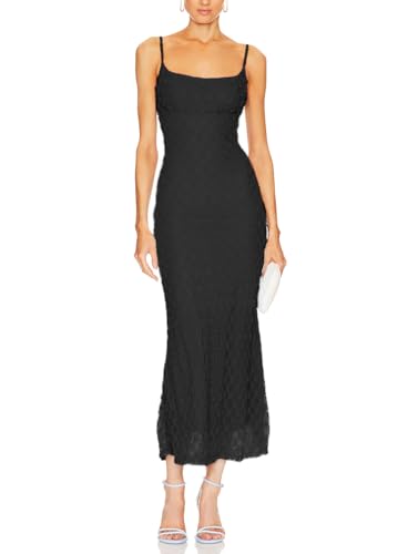 Image of Women Spaghetti Straps Lace Mesh Maxi Dress Backless Mermaid Wedding Dress | Floral Lace Mesh Wedding Guest Dress Fully Lined Adjustable Strap Bodycon Dress Cocktail Party Formal Evening Gown Date Night