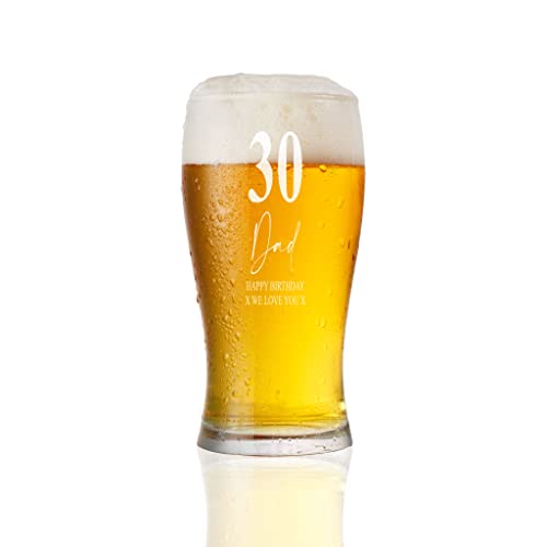 ukgiftstoreonline Engraved Personalised 30th Birthday Signature Pint Beer Glass Gift Boxed