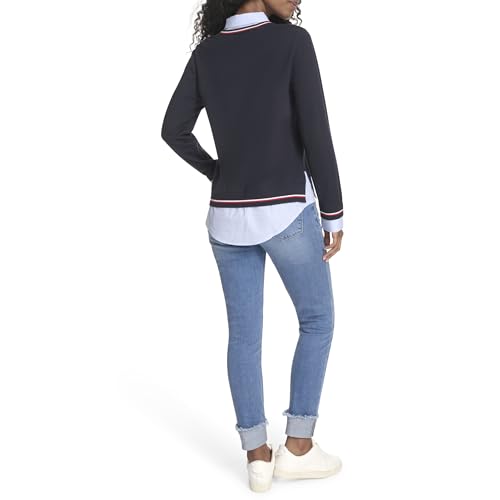 Tommy Hilfiger Women's Long Sleeve Button Up Collared Twofer Sweater4