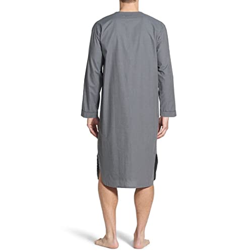 Men's Nightshirt Long Sleeve Night Sleep Shirts Soft Comfy Nightgown Mid-Length Pajama, S-XXXL2