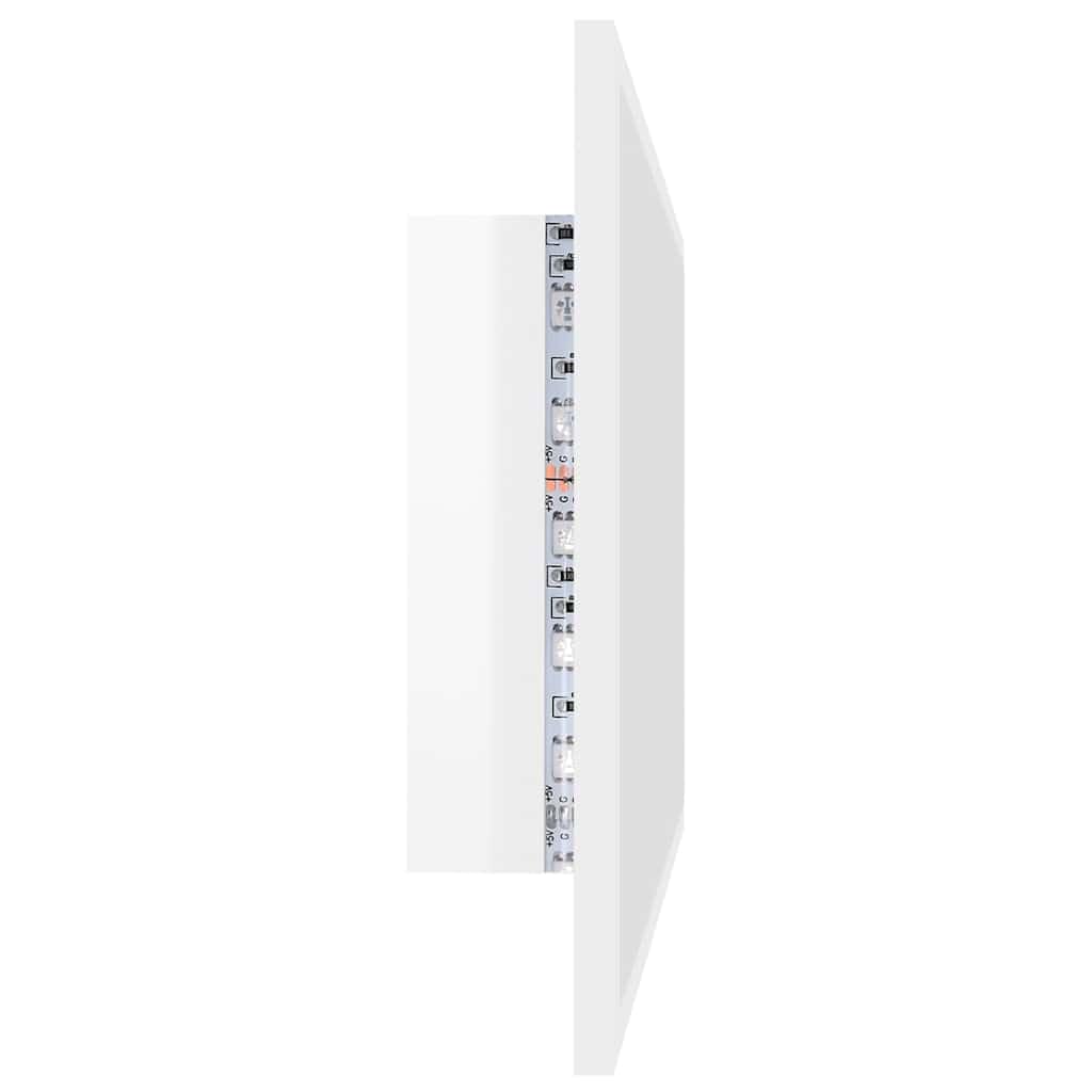 Lustro łazienkowe LED wysoki połysk białe 80 x 8,5 x 37 cm akryl, szafki i przechowywanie, szafki pod umywalkę, szafki łazienkowe
