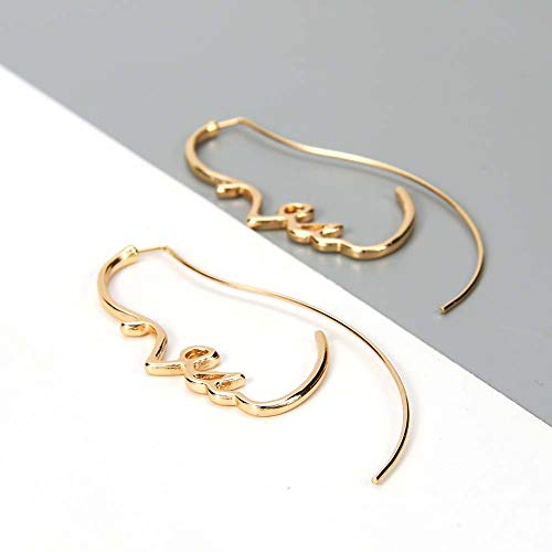 Hollowed out face drop earrings for women gold plated punk earrings Jewelry (gold)3