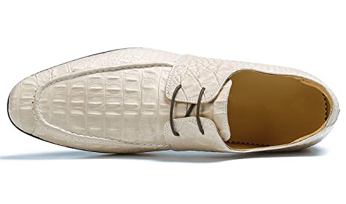 Santimon Mens Dress Shoes Modern Formal Lace up Oxford Shoes for Men Ivory3