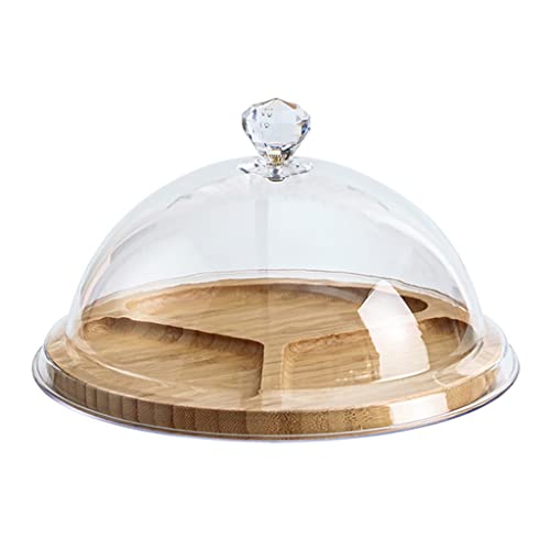 Plateau de service en bambou avec 5 grilles et couvercle, parfait pour les desserts, les fruits, les légumes lors de fêtes, les dîners de famille et les vacances