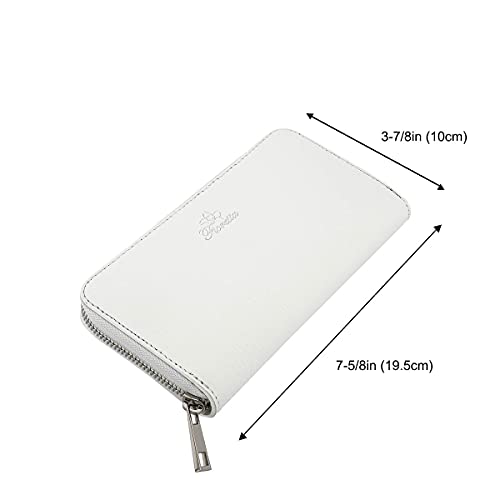 Italian Genuine Leather Wallet For Women Credit Card Organizer Zip Around - White4