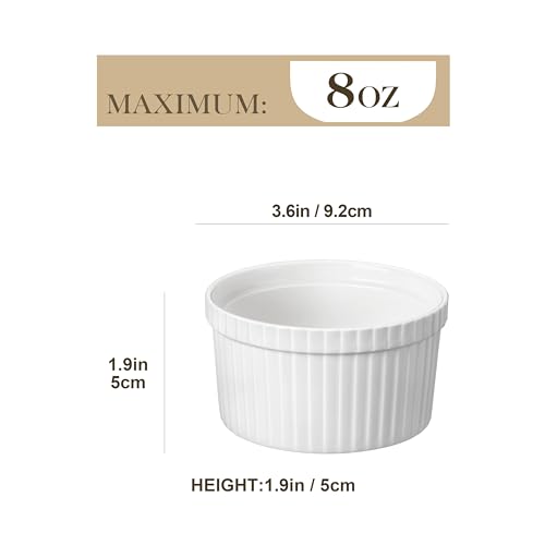 Malacasa RAMEKIN.DISH-003-LID Ramekins 8 Oz Oven Safe, White Porcelain Creme Brulee Souffle Ramekins Set Of 6, Ceramic Custard Cups thumb #1